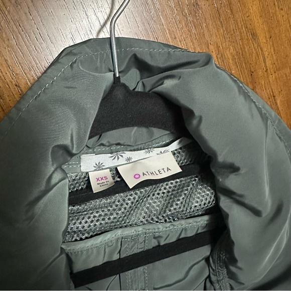 ATHLETA Drippity Dark Green Lightweight Hooded Rain Jacket Windbreaker  XXS - Picture 6 of 6